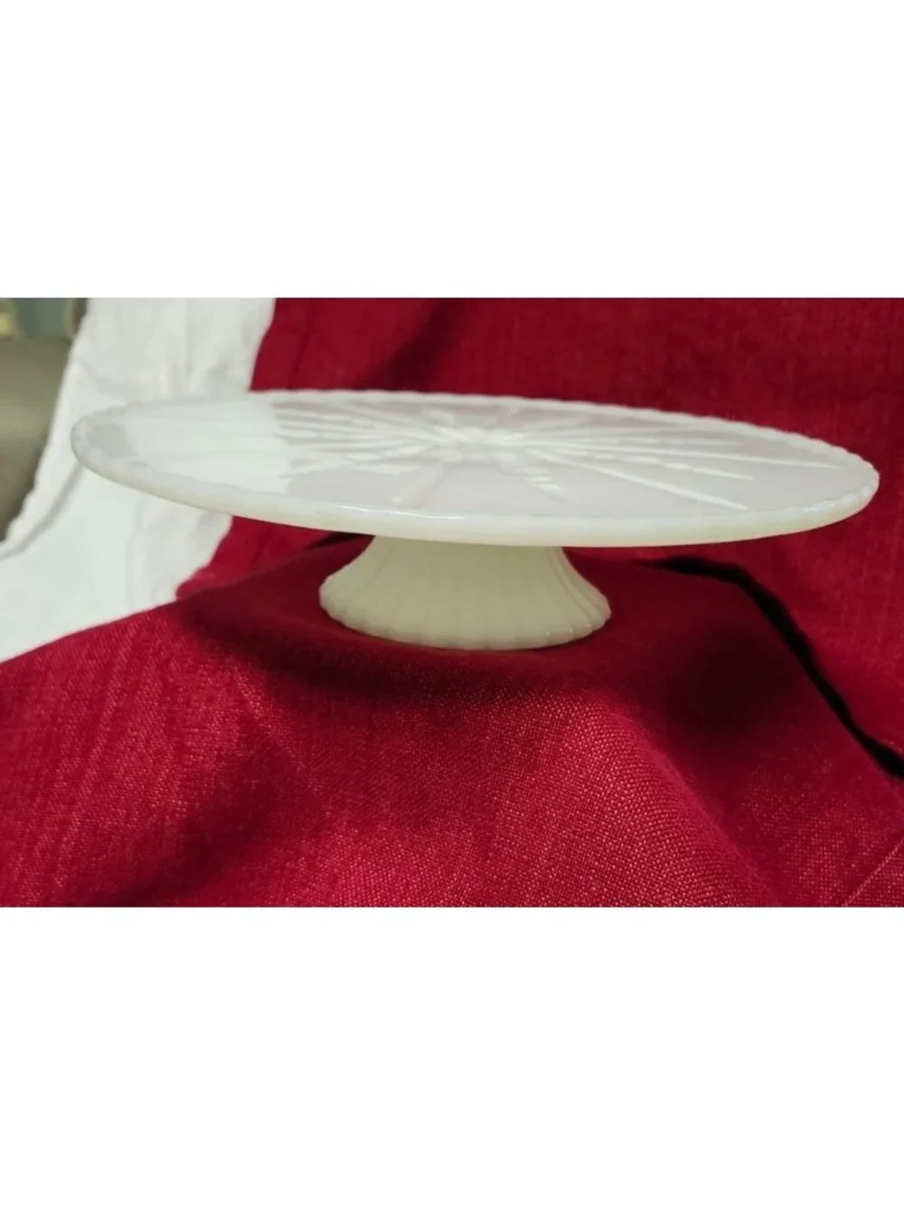 Milk Glass Cake Stand Pedestal Vintage Style